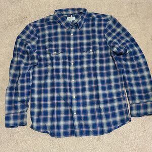 MARINE layer LS indigo western plaid shirt